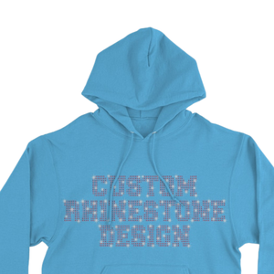 Sudadera con Capucha Azul para Hombre con Pedrería y Texto, de Algodón y Forro Polar, con Logotipo Personalizado, Estilo Urbano, Venta al por Mayor - Product Image 4