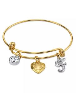Bracciale con cuore immerso in oro 14K e ciondolo di cristallo iniziale | 2028 - Product Image 6