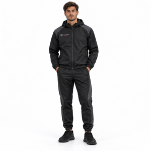 Ensemble survêtement coupe-vent personnalisé pour homme : veste et pantalon résistants au vent, en tissu polyester léger, séchage rapide, confortable et sportif - Product Image 1