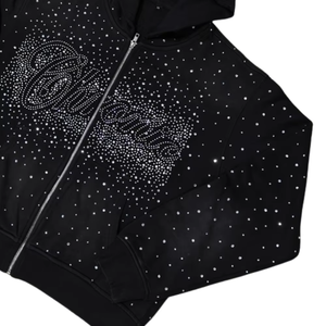 Sudaderas con capucha negras con pedrería para hombre, sudaderas con capucha de lujo con cremallera y cristales, ropa de calle brillante con diamantes, sudaderas de invierno a la moda para hombre - Product Image 5