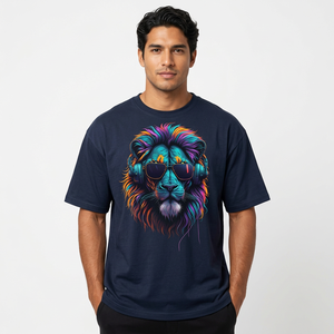 T-shirt à manches courtes pour homme, imprimé coloré, coupe classique, col rond, style décontracté, motif imprimé numérique, logo sur le devant - Product Image 3