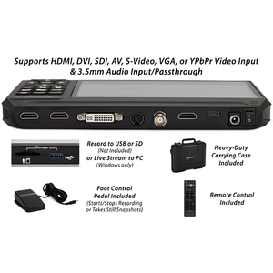 Boîtier de capture vidéo HD avec entrées HDMI, DVI, SDI, RCA/AV, VGA et YPbPr, enregistrement 1080P60, écran LCD 7 pouces, capture vidéo MP4 - Product Image 5