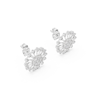 Boucles d'oreilles clous en or rose 9 carats avec halo floral et diamants par Krishnam Jewel - Product Image 1