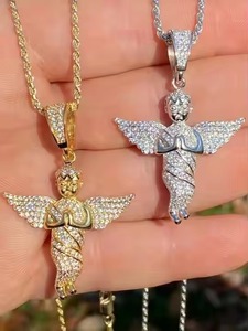 Gold Plated Silver And Black Tone Pendant with Diamond White Gold <b>Charm</b> for Hip Hop Fashion Jewelry Collection - Product Image 3