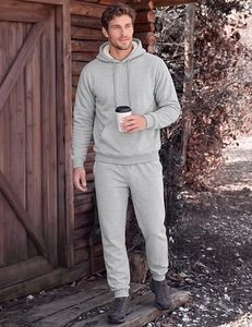Men's Streetwear Winter Breathable Drawstring Solid <b>Sherpa</b> <b>Lined</b> Hooded 2-Piece <b>Hoodie</b> and Sweatpants Set with Side Pockets - Product Image 2