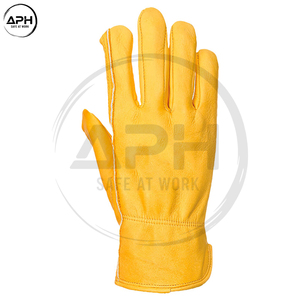 Dernier modèle de gants de conduite en cuir grainé pour homme, paume souple, poignet élastique, ajustement flexible, pour le travail, vente en gros - Product Image 3