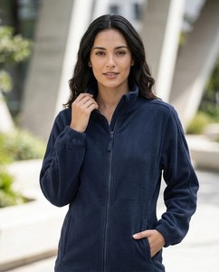 Veste en polaire unie pour femme avec fermeture éclair intégrale, col montant, coupe classique, pour l'automne et l'hiver - Product Image 1