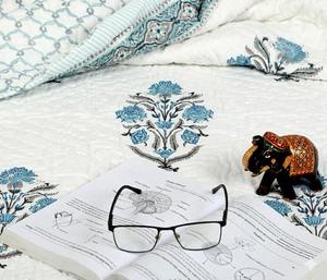 Juego de Edredón de Algodón Puro de Alta Calidad con Estampado Artesanal Indio, Ecológico, No Tóxico, con Colcha Floral y Fundas de Almohada a Juego para el Hogar - Product Image 3