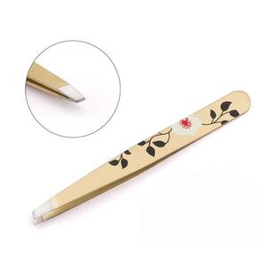 Pinzas de Precisión para Pestañas de Acero Inoxidable con Diseño Floral y Punta Suave para Extensión de Pestañas - Product Image 1