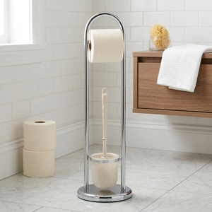 Portaescobillas de Inodoro Independiente de Metal Cromado Moderno y Ecológico de MIT Housewares para Almacenamiento en Hoteles y Hogares, Venta al Por Mayor - Product Image 1