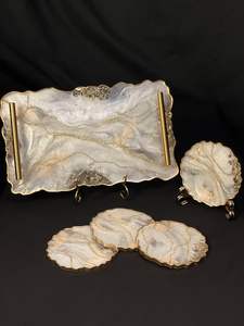 Best Selling Modern Handmade Resin <b>Tray</b> Home Decor <b>Organizer</b> for Vanity <b>Desk</b> Tabletop Available at Excellent Price - Product Image 5