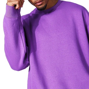 Sweat-shirt col rond oversize pour homme, 500 g/m², en molleton de coton épais 100 % coton, délavé, épaules tombantes, brodé, vente en gros - Product Image 4