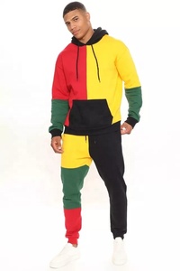 Survêtement en polaire personnalisé avec poche kangourou, manchette côtelée, bloc de couleurs, sweat à capuche en coton, survêtement uni pour hommes et adultes - Product Image 4