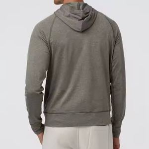 Sudadera con Capucha y Cierre de Cremallera de un Cuarto para Hombre, Color Gris, Manga Raglán, Felpa Francesa, Corte Regular, Color Sólido, Transpirable, Ropa de Invierno, 100% Algodón - Product Image 2