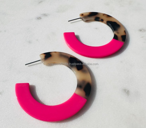 <b>Gold</b> Geometric Epoxy Resin Drop Dangle Earrings Women Fashion Jewelry Tortoiseshell Buckle <b>Swimsuit</b> Bikini Connectors Wholesale - Product Image 4