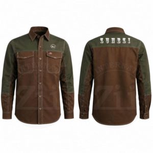 Camisa de Trabajo de Manga Larga Ignífuga para Hombre Zii, Color Marrón y Verde, Corte Regular, Ropa de Seguridad para Fábrica y Taller - Product Image 5