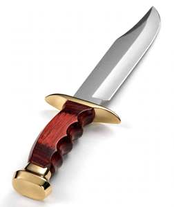 Outil utilitaire d'extérieur à lame fixe personnalisée avec manche en bois de Pakka rouge et garde en laiton - Product Image 5