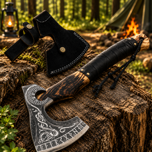 Tête de hache Tomahawk artisanale en acier à haute teneur en carbone, manche en bois de frêne, haute qualité pour le camping et la chasse - Product Image 1
