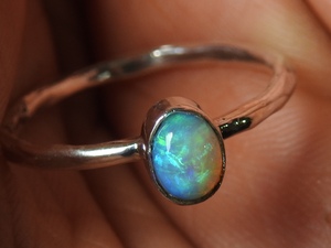 Solid Australian <b>Opal</b> <b>Ring</b>-Multi Fire 925 Sterling Silver-October Birthstone-Prong Setting-Third Party Certified-Unisex-10 US - Product Image 1