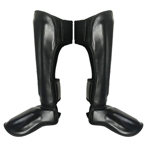 Lightweight Leather Shin Guards with Non-Skid Foot and Knee Protection for Kickboxing MMA All Sports <b>Stand</b>-Up Shin Pads - Product Image 6