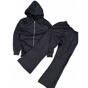 <b>Top</b> Quality Rhinestone Tracksuit Baggy Zip Hoodie Set Custom Design Rhinestones <b>Crystal</b> for Clothes Decoration - Product Image 5