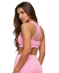 เสื้อชั้นในกีฬาแบบไขว้หลัง พิมพ์ลายตาข่ายประดับลูกปัด รองรับทรงสูง สำหรับโยคะ - Product Image 2