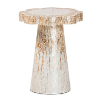 Table d'appoint ronde élégante en nacre naturelle avec surface en mosaïque texturée, meuble décoratif pour salon