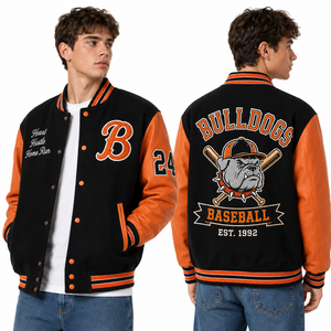 Blouson universitaire rétro streetwear à thème nautique avec écusson Aigle, manches contrastantes, col et poignets côtelés – Qualité supérieure pour un style décontracté quotidien - Product Image 3