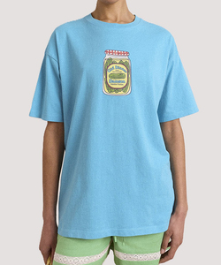 เสื้อยืดคอกลมสีฟ้าอ่อนทรงปกติ แขนสั้น ผ้าฝ้าย 100% พิมพ์ลายตามสั่ง สำหรับผู้หญิง เนื้อผ้าเจอร์ซีย์ระบายอากาศได้ดี เหมาะสำหรับฤดูร้อน - Product Image 1