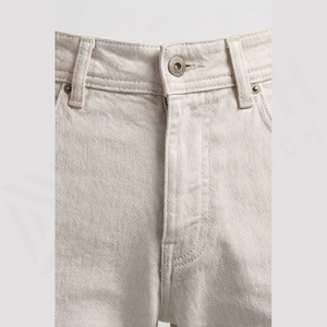 Pantalones Vaqueros de Mezclilla de Algodón Beige de Corte Recto y Ajustado, Cintura Alta, Estilo Casual de Primavera para Hombre - Product Image 4