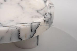 Calacatta Viola Marbre Naturel 12 \ "Piédestal De Service Gâteau Stand Grand Pied Centre De Table Plateau Pierre Style Poli Cadeaux Uniques - Product Image 3