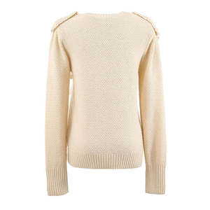 Suéter de punto nuevo de invierno para mujer, suéteres de punto hechos a mano para damas, suéter de punto a rayas con cuello redondo y manga larga - Product Image 3