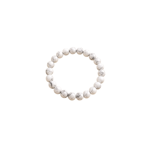 Bracelet extensible en howlite naturelle SoulWise, perles en forme de boule, aspect marbre blanc, cristal, tendance, unisexe, bijoux d'anniversaire - Product Image 1