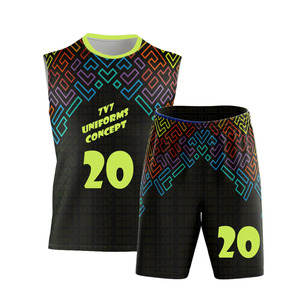 Ensemble de maillots de volley-ball sublimés personnalisés, imprimé géométrique, séchage rapide, débardeur sans manches unisexe pour adulte, short numéro 20 - Product Image 6