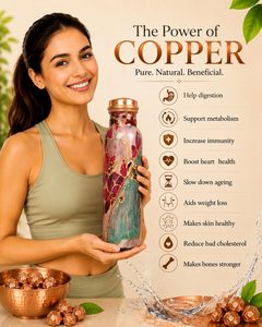 Wholesale 900ml Pure Copper Eco-Friendly Large Capacity Leak-Proof Durable Metal-Resistant <b>Portable</b> Water Bottle Custom Home - Product Image 2