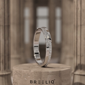 BREELIQ 14K Solid Gold Lab Grown Diamond Curved Pave Ring Modern Wave Diamond Band Minimal Stackable <b>Wedding</b> Jewelry - Product Image 1