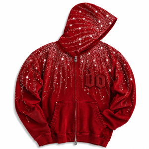 Sudadera con Capucha Extra Grande con Diseño de Pedrería Bordada, 100% Algodón, Unisex, Informal, con Cierre, para Invierno - Product Image 2
