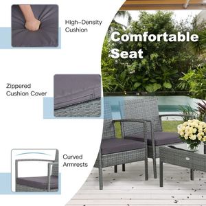 Ensemble de jardin en rotin d'extérieur 4 pièces avec coussins confortables pour la conversation - Product Image 4