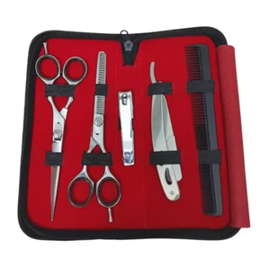 Kit de peluquería con espejo pulido, tijeras de entresacar, tijeras de acero inoxidable, kit de afeitado con peine en oferta - Product Image 2