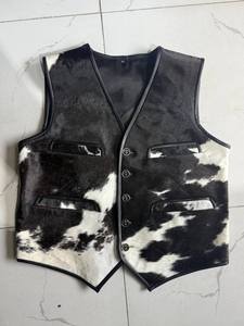 Canvas Men's Genuine Leather Shell <b>Vest</b> 100% Polyester Filling Moto Biker Style Button Front Casual Outerwear for Winter Vintage - Product Image 3