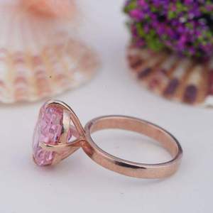 925 Sterling <b>Silver</b> Pink Cushion Cut Moissanite <b>Solitaire</b> Engagement <b>Ring</b> Rose Gold Wedding Promise <b>Ring</b> for Women - Product Image 2