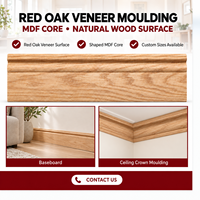 Moulure en MDF avec placage en chêne rouge, surface en bois naturel non fini, 2440 x 109 x 15 mm, moulure en bois