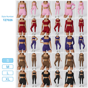 Customized Logo Women Seamless Yoga Set Hollow <b>Back</b> Yoga Top Fitness Sport Workout Clothes Active Wear High Waist Leggings Set - Product Image 4