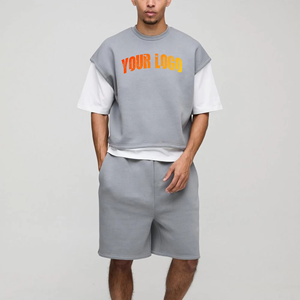 Conjunto de 2 piezas de camiseta y pantalón corto 100% algodón para hombre, artículo de verano más vendido, ropa informal, chándal para hombre. - Product Image 4