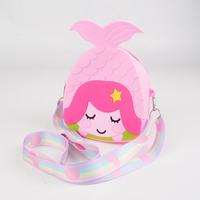 Sac à bandoulière en silicone sirène pour enfants, mini porte-monnaie mignon à motif de dessin animé avec sangle réglable personnalisée imprimée par sublimation pour filles
