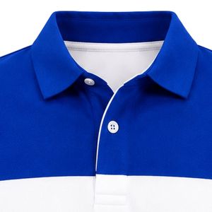 Polo Azul Rey con Rayas Blancas, Manga Corta, Cuello con Botones en Contraste, Parche con Escudo para Uniformes de Equipo - Product Image 2