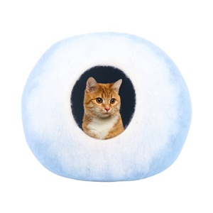 Handmade Felt Wool Cat <b>Cave</b> <b>Bed</b> – Cozy Pet House for Cats - Product Image 1