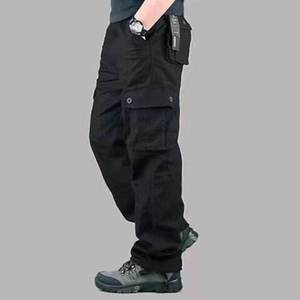 Pantalones Cargo Negros para Hombre, Corte Holgado, Multibolsillos, Pantalones de Trabajo, Pantalones Casuales para Exteriores - Product Image 3