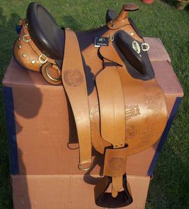 Cuir teint par tambour de selle de Stock australien le plus vendu avec klaxon en cuir de harnais de montage complet pour l'équitation - Product Image 4