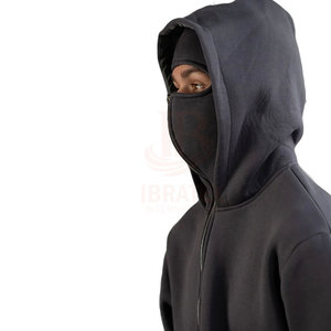 Sudadera con capucha tipo balaclava extragrande con cremallera, 100% algodón, cubre toda la cara, para hombre, manga larga, para adultos - Product Image 4